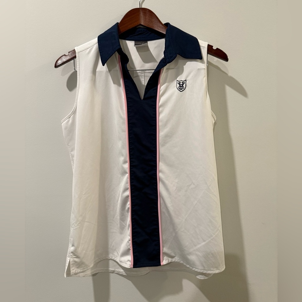 Belyn Key White and Navy Golf Tank Top Size M 200